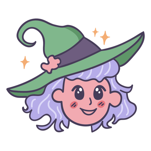 Cute Halloween witch magic kawaii cartoon PNG Design