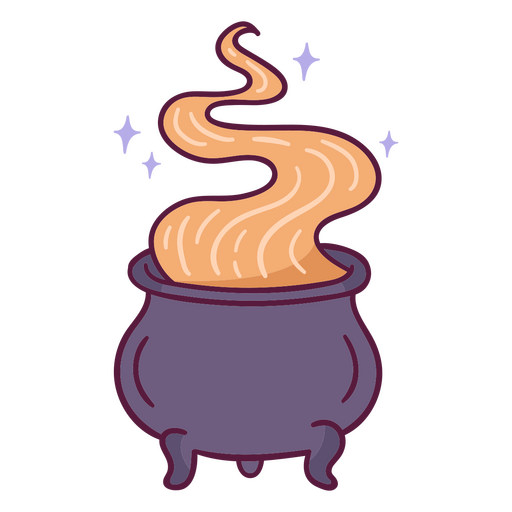 Cute Halloween witch cauldron cartoon PNG Design