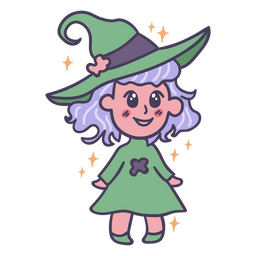 bruja, kawaii, magia, halloween, caricatura Diseño PNG