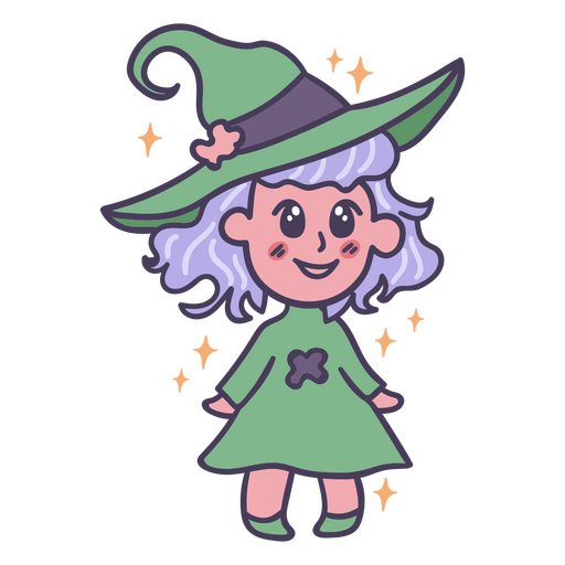 Witch kawaii magic Halloween cartoon PNG Design