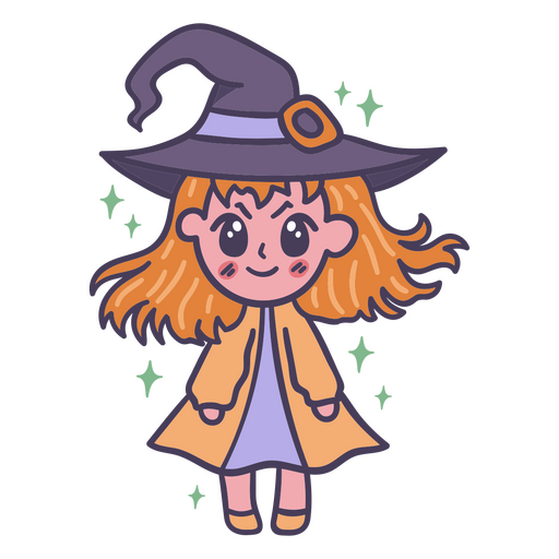 Desenho de Halloween mágico de bruxa kawaii Desenho PNG