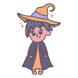 Kawaii bruja dibujos animados de Halloween Diseño PNG