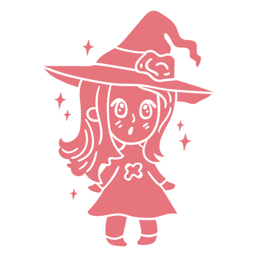 Desenho de Halloween simples de bruxa kawaii