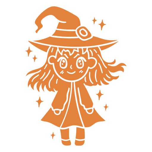 Desenho de kawaii simples de bruxa de Halloween