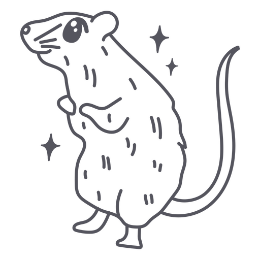 Dibujo de dibujos animados de rata linda de Halloween simple Diseño PNG