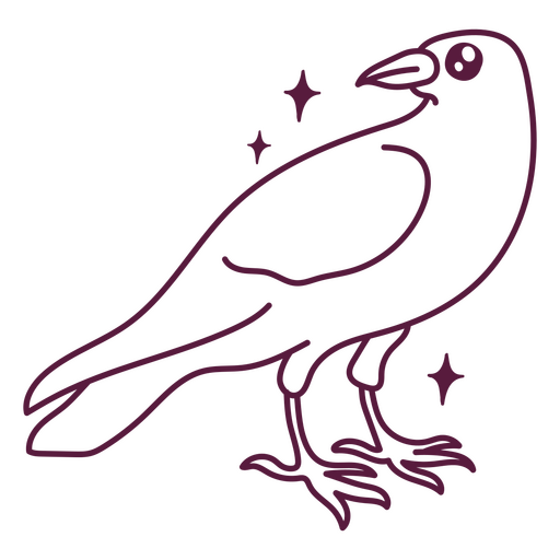 Dibujo de dibujos animados de cuervo lindo de Halloween simple