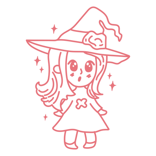 Desenho simples de kawaii de bruxa de Halloween