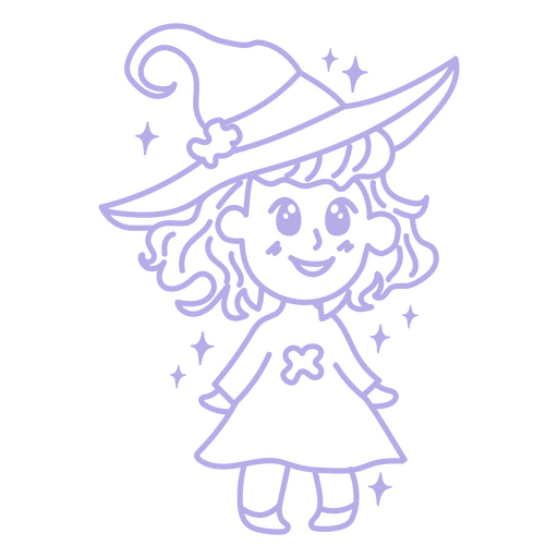 Desenho simples de bruxa de Halloween kawaii