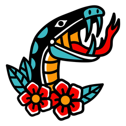Tatuagem tradicional de cobra assustadora Desenho PNG