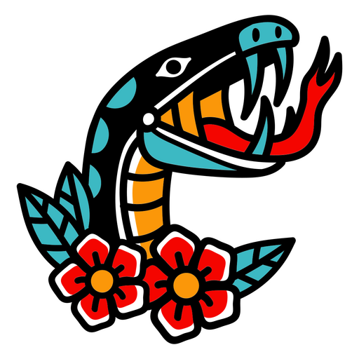 Tatuaje tradicional de serpiente espeluznante Diseño PNG