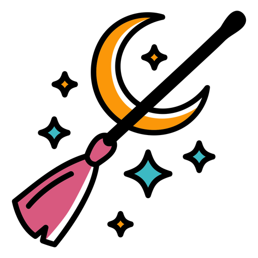 Witch's flying broom nightsky PNG Design