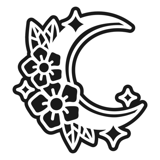 Floral moon tattoo PNG Design
