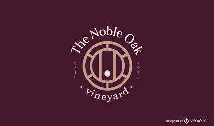 Modelo de logotipo comercial de bebida em barril de vinho