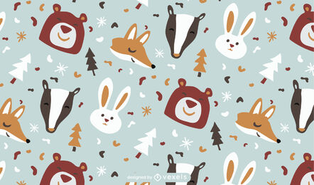 Animales en diseño de patrón plano de invierno