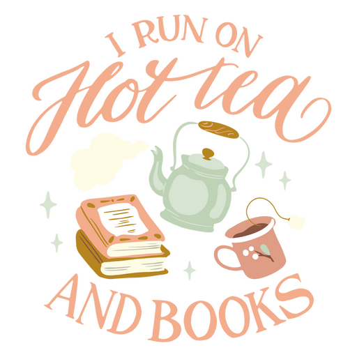 Chá quente e livros com letras de citação de inverno