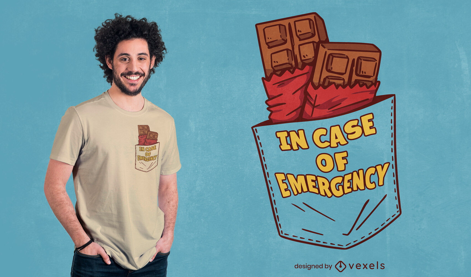 Diseño de camiseta de barra de chocolate de emergencia.