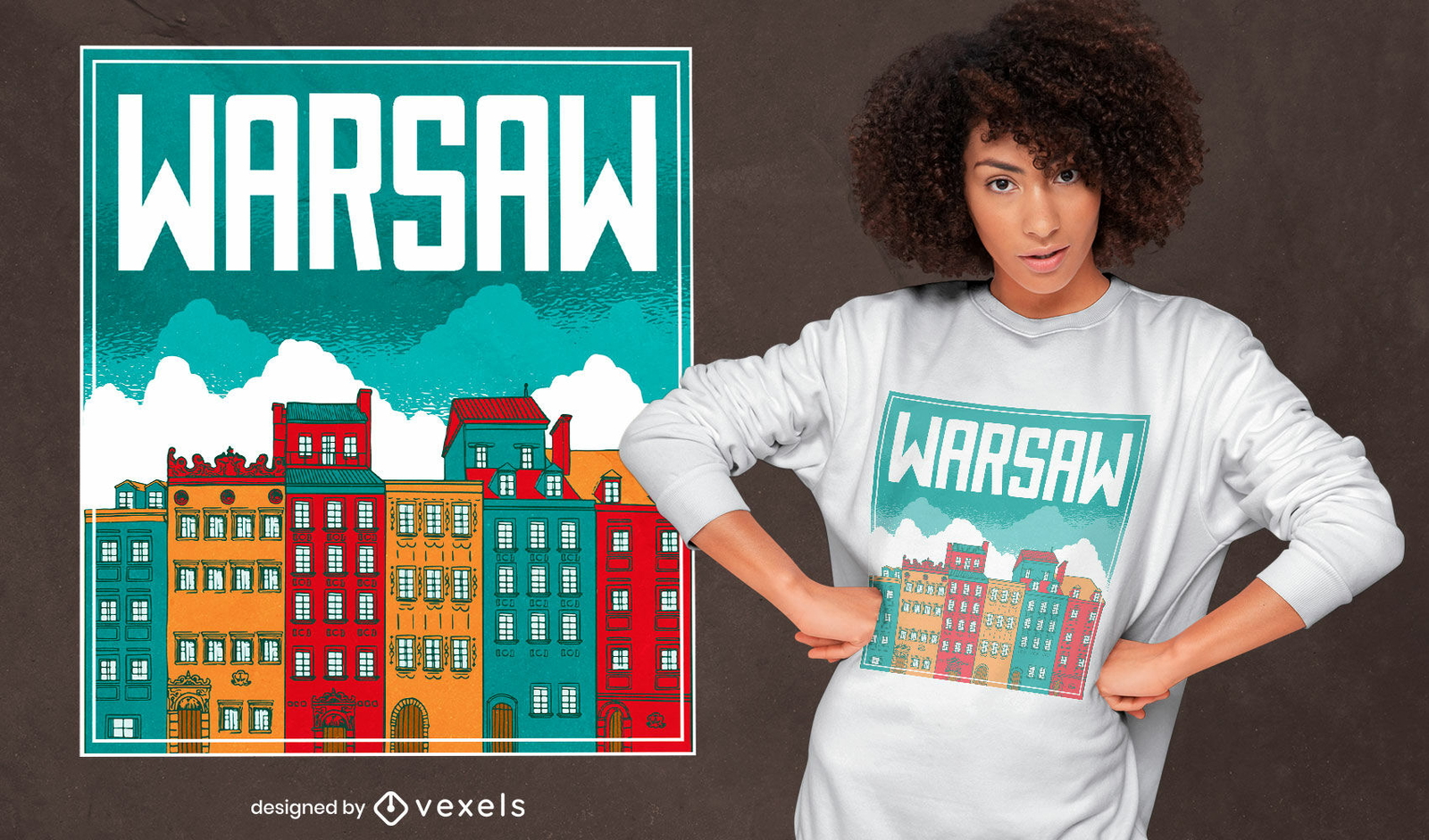 Design de camisetas para edifícios da cidade de Varsóvia