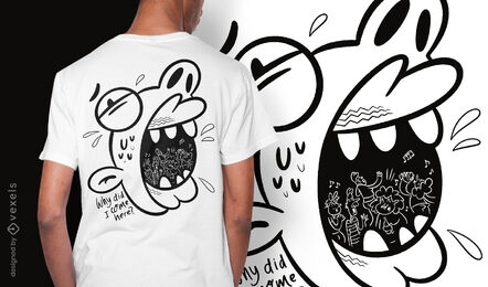Diseño de camiseta de doodle de fobia a la ansiedad social