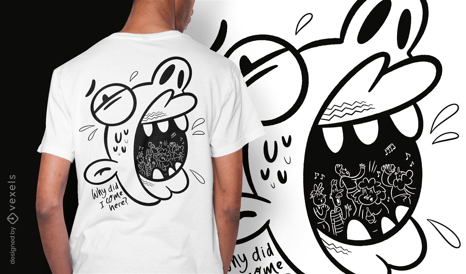 Gekritzel-T-Shirt-Design mit sozialer Angstphobie