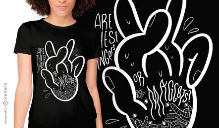 Diseño de camiseta de miedo de dedos de gusano