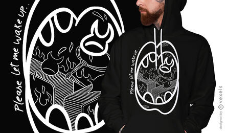 Schreiender Mund Angst vor schlafendem T-Shirt-Design