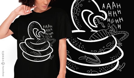 Diseño de camiseta de doodle de miedo a las serpientes