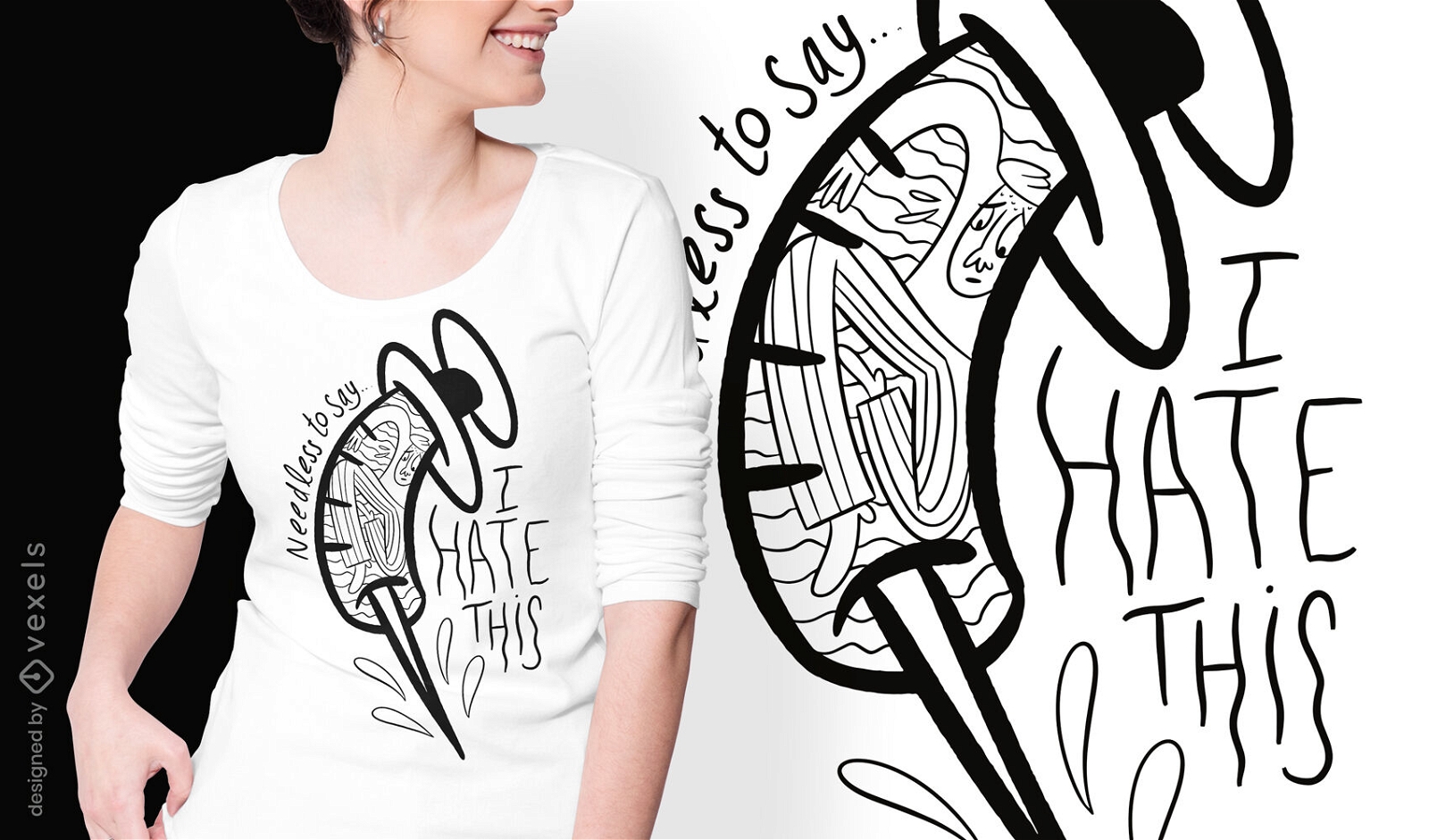 Fear of needles doodle t-shirt design