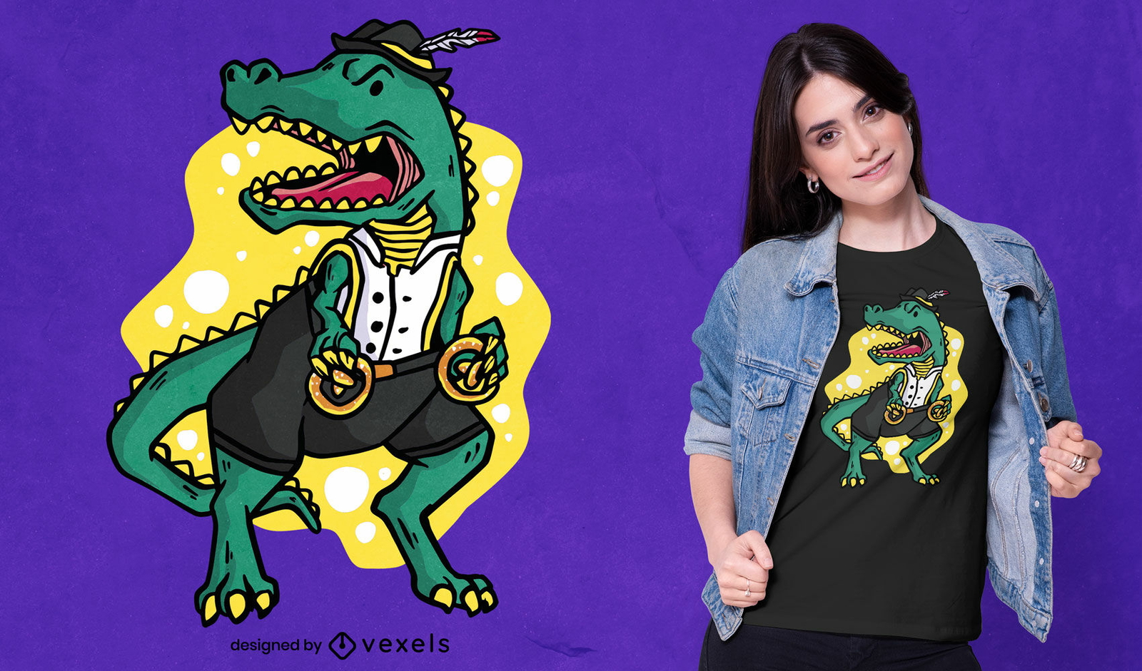 Diseño de camiseta de oktoberfest de dinosaurio t-rex