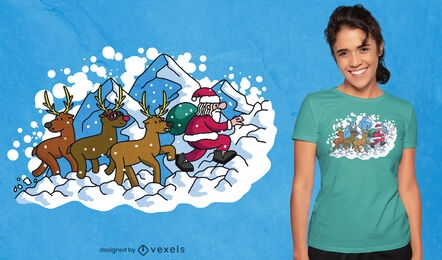 Santa claus climbing mountain t-shirt design