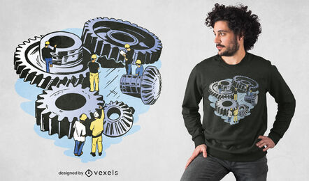Projeto de camisetas de trabalhadores engenheiros mecânicos