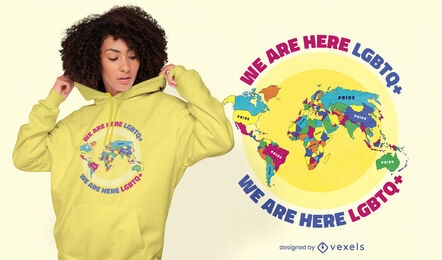 Stolz Weltkarte LGBT-T-Shirt-Design
