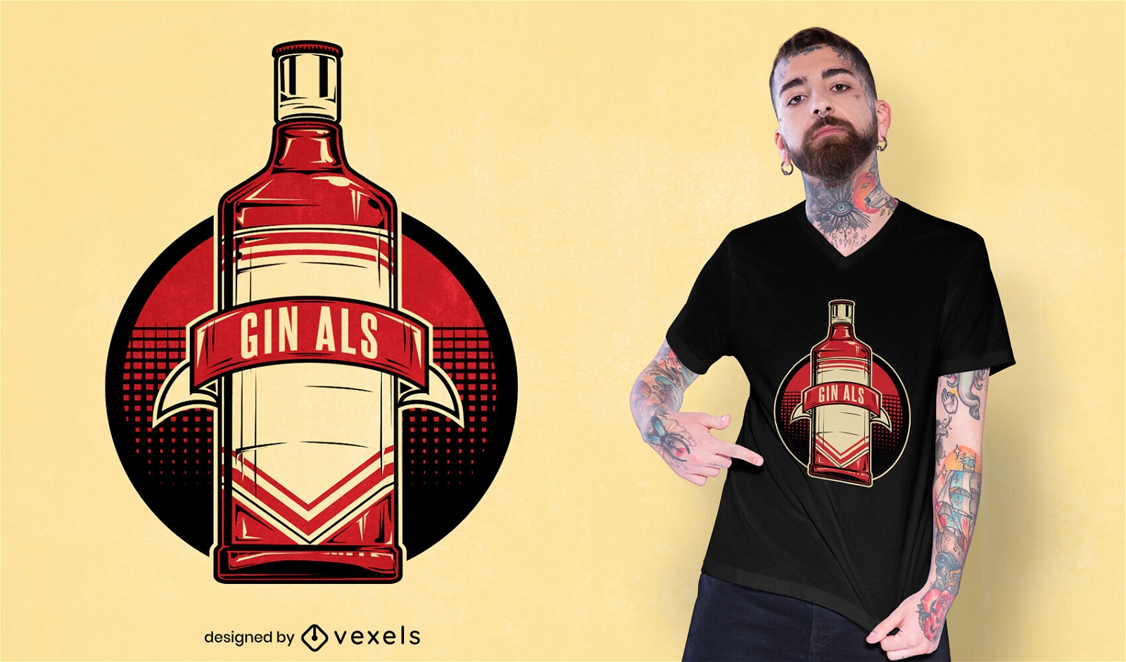 Gin als Illustrations-T-Shirt-Design