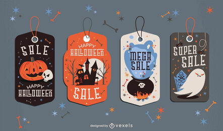 Conjunto de etiquetas de precio de venta de vacaciones de Halloween