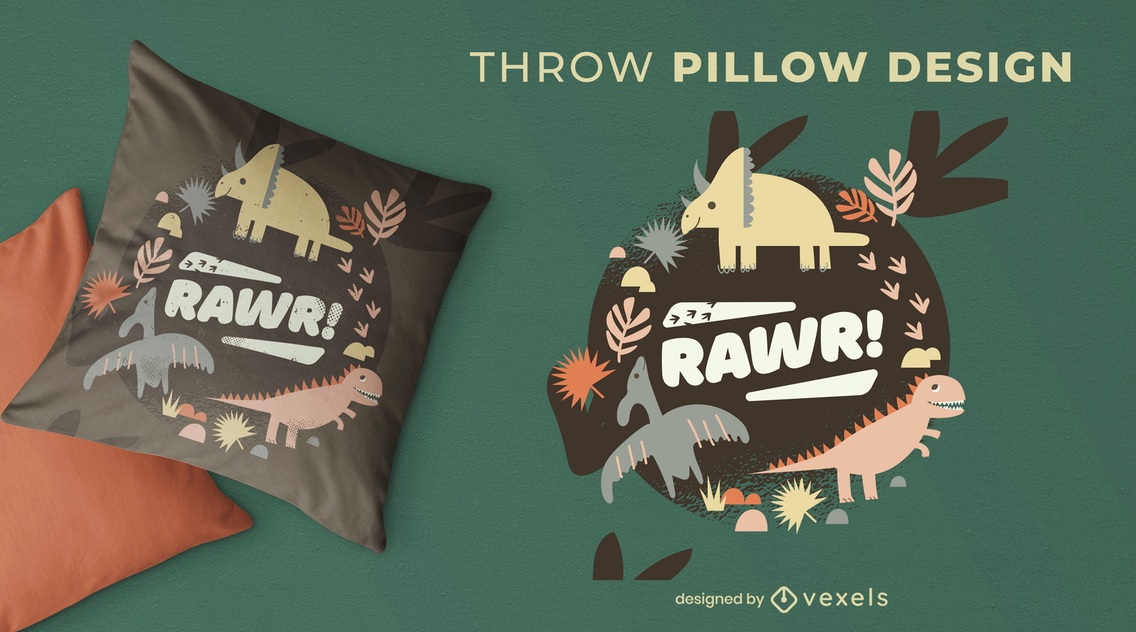 Diseño lindo de la almohada del tiro de los animales del dinosaurio