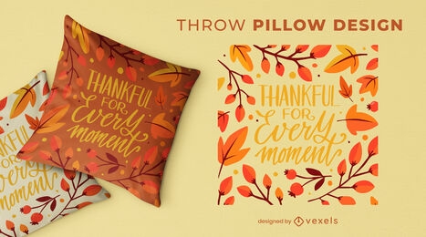 Thanksgiving lettering throw pillow design