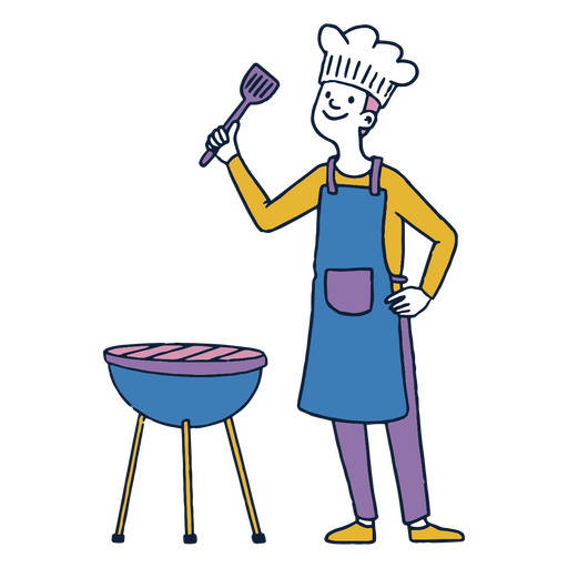 Chef cooking on a grill PNG Design