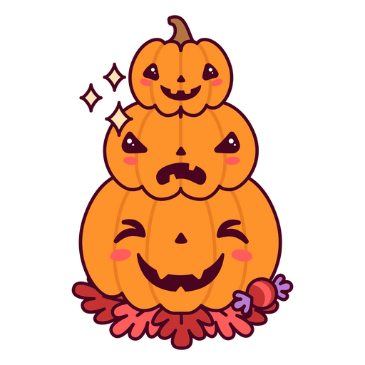 abóboras de Halloween kawaii Desenho PNG