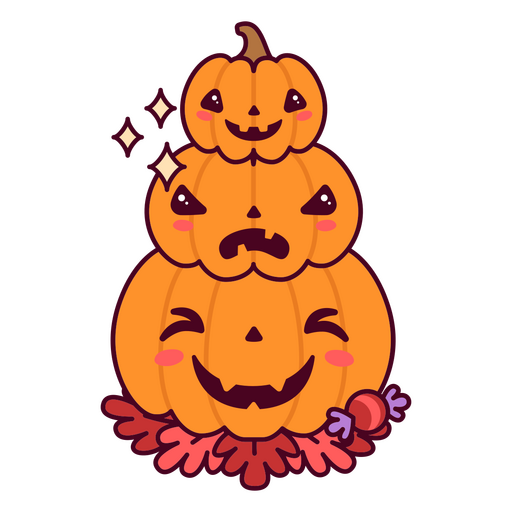 Halloween Kawaii Pumpkins PNG & SVG Design For T-Shirts