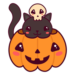 Halloween kawaii pumpkin cat PNG Design Transparent PNG