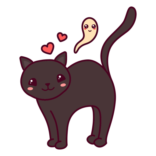Gato negro kawaii de Halloween Diseño PNG