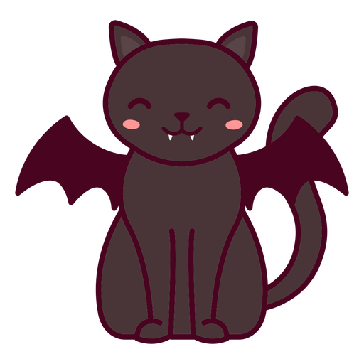 Schwarze Katze Kawaii Halloweens PNG-Design