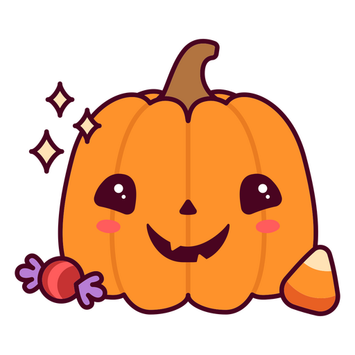 Abóbora mágica de Halloween Kawaii Desenho PNG