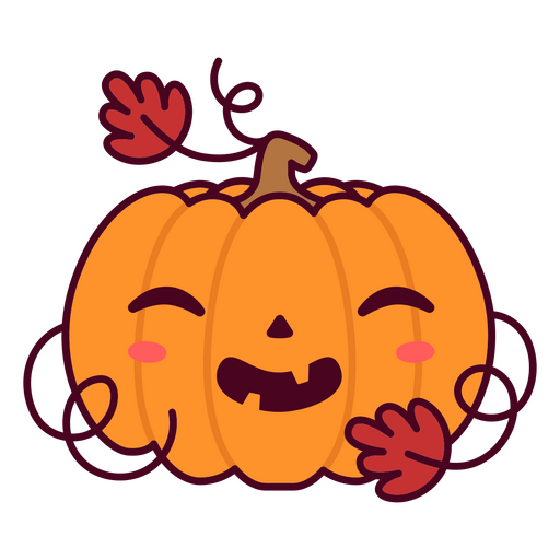 Kawaii Halloween smiling pumpkin PNG Design