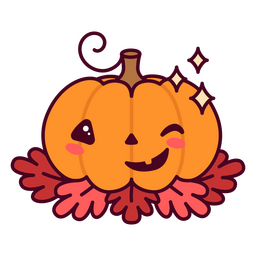 Kawaii Halloween winking pumpkin