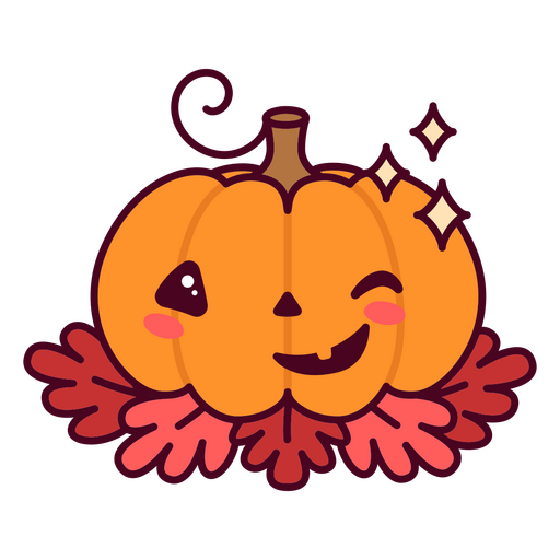 Kawaii Halloween winking pumpkin PNG Design