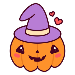 Abóbora de chapéu de bruxa de Halloween Kawaii Transparent PNG