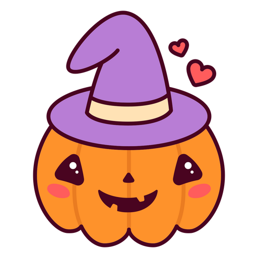 Abóbora de chapéu de bruxa de Halloween Kawaii