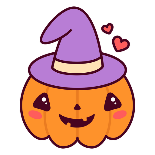 Abóbora de chapéu de bruxa de Halloween Kawaii Desenho PNG