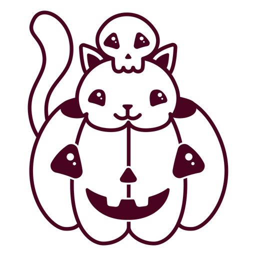 Ccat bonito de halloween dentro de uma abóbora Desenho PNG