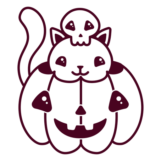 Netter Halloween-Ccat in einem Kürbis PNG-Design